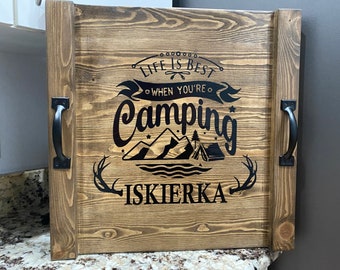 Personalized Camper Stove Top Cover: Wooden Noodle Board