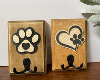 Personalized Dog Leash and Collar Holder: Custom Pet Wall Decor