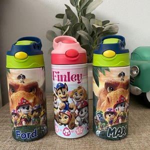 Personalized Cartoon Kids Water Bottle Tumbler | Toddler 12 oz water bottle with name | Characters tumbler for children | Kids Birthday Gift