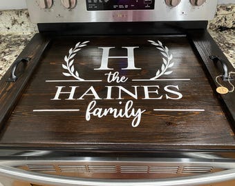 Custom / Personalized Stove Top Cover | Wooden Noodle Board for electric Stove | Farmhouse kitchen Decor
