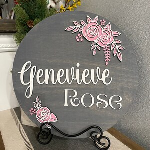Personalized Floral Nursery Wood Sign: Baby Girl Name, Kids Room Decor
