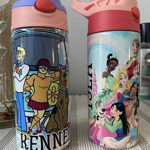 Personalized Cartoon Kids Water Bottle Tumbler | Toddler 12 oz water bottle with name | Characters tumbler for children | Kids Birthday Gift