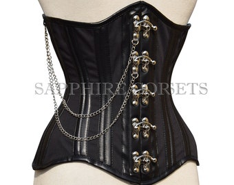 Heavy Duty Underbust Corset Women's Waist Trainer Black Twill Cotton Steel  Boned Corset 