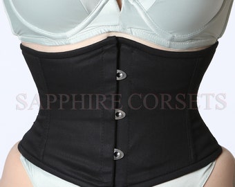 Cotton Waspie Corset Waist Cincher Steel Boned Heavy Duty Underbust Corset