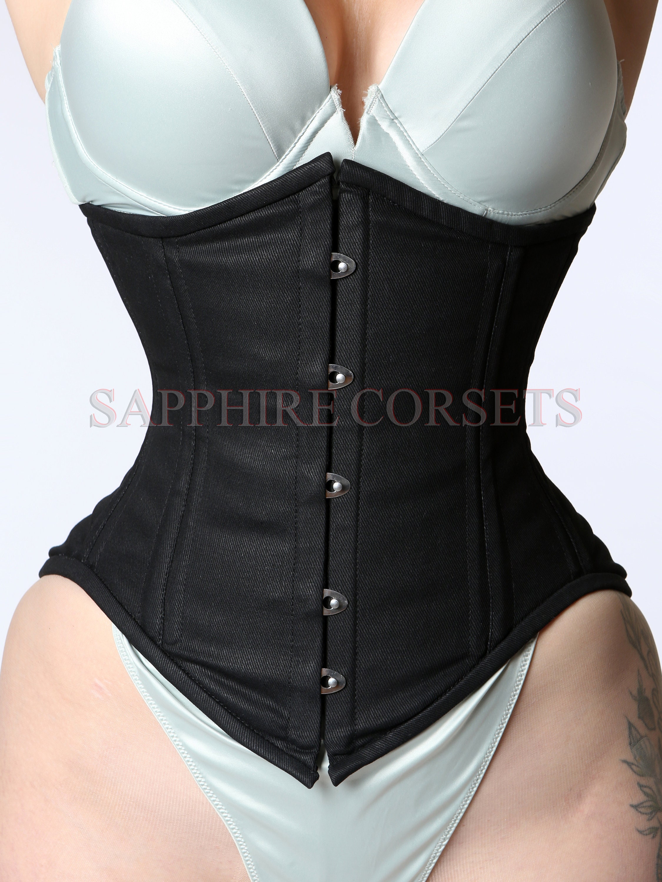 Cotton Curvy Corset Waist Trainer Conical Double Steel Boned Etsy