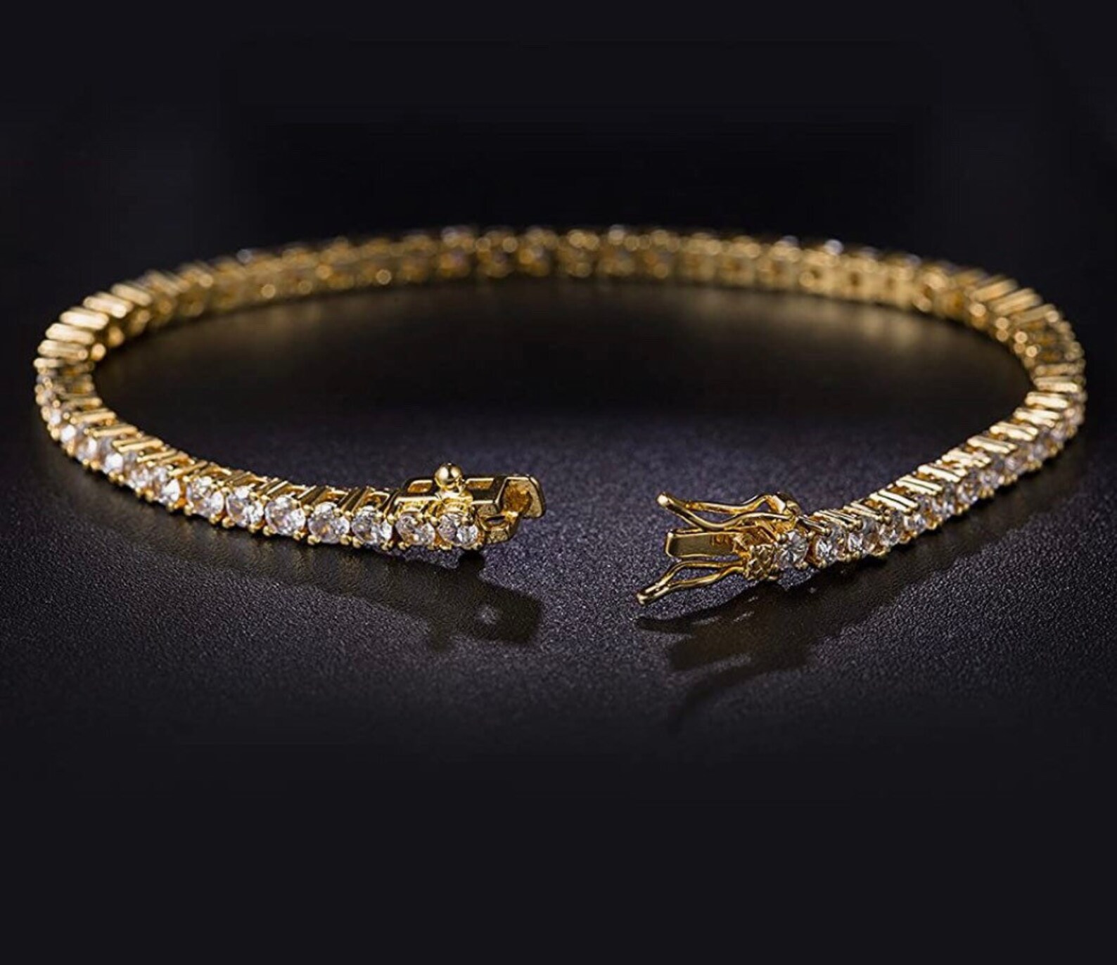 14k Gold plated Stainless Steel tennis bracelet Etsy