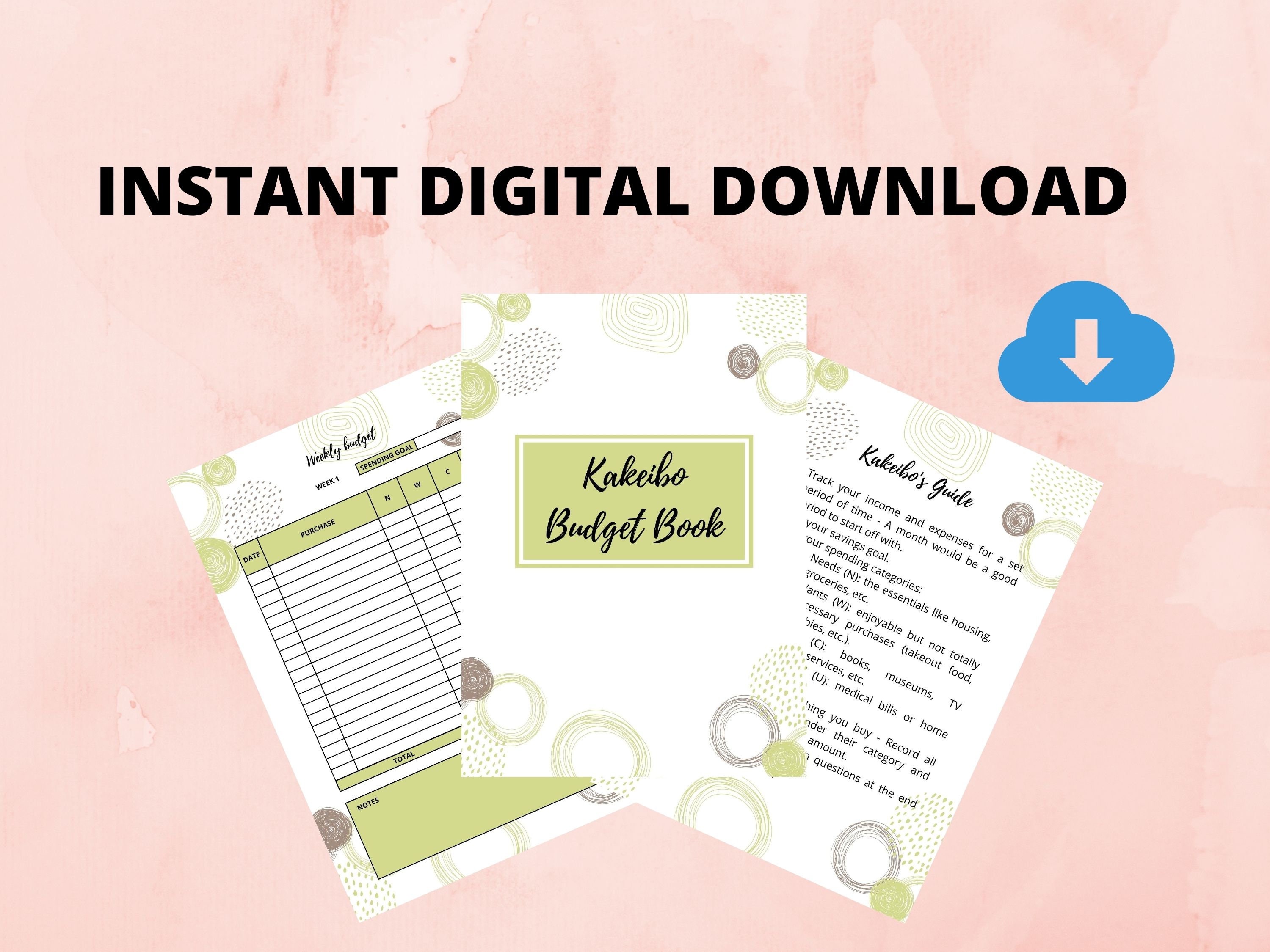 Method Kakeibo Budget Planner. Minimalist Simple Undated Template Printable PDF A4, A5, US ...
