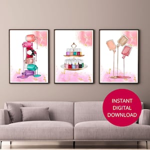Arte de parede para salão de beleza - Conjunto de arte de parede para impressão de 3. Presente de tecnologia para unhas. Decoração de sala de manicure. Decoração de salão de beleza. Impressão de salão de beleza. Decoração de sala de penteadeira
