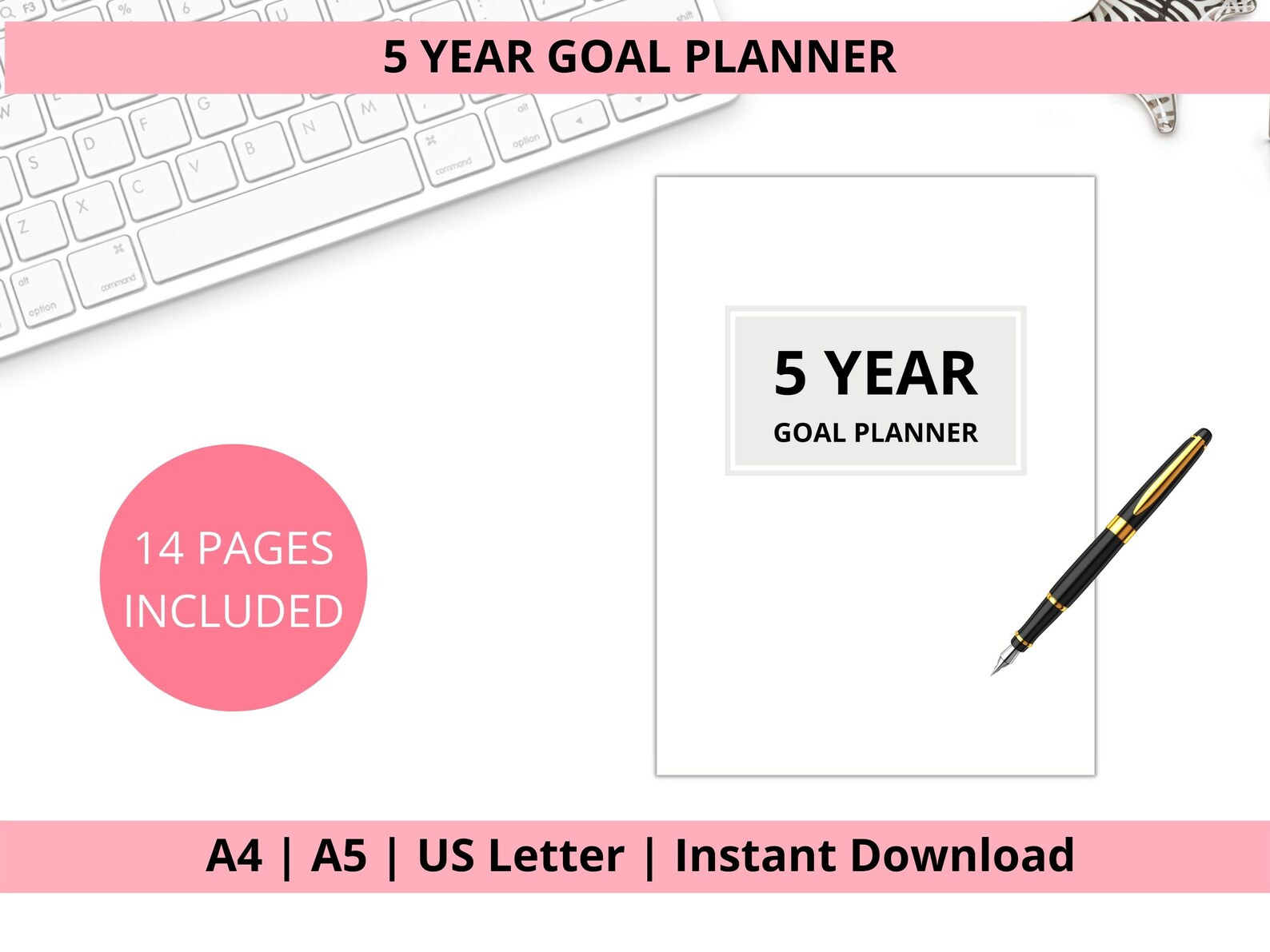 5 Year Goal Planner - Printable Workbook for Productivity. Track and Achieve Your Goal. PDF - A4 ...