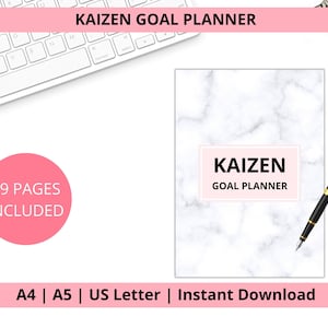 Kaizen Printable Goal-Setting Planner - Japanischer Planer für Produktivität und positive Gewohnheiten. PDF - A4, A5, US Letter.