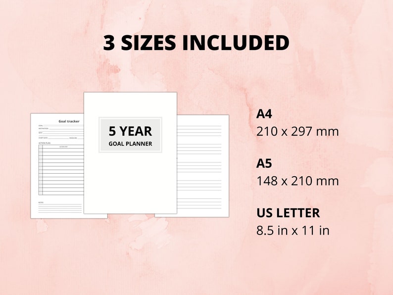 5 Year Goal Planner - Printable Workbook for Productivity. Track and ...