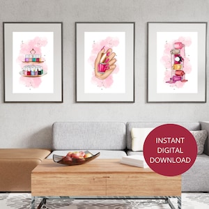 Nail Salon Wall Art. Printable Wall Art Set of 3. Nail Salon Decor. Nail Tech Gift. Nail Room Decor. INSTANT DIGITAL DOWNLOAD Active