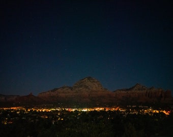 Metal Print - Sedona Skyline at Night in Color, Southwest Photography, Ready to Hang Wall Art