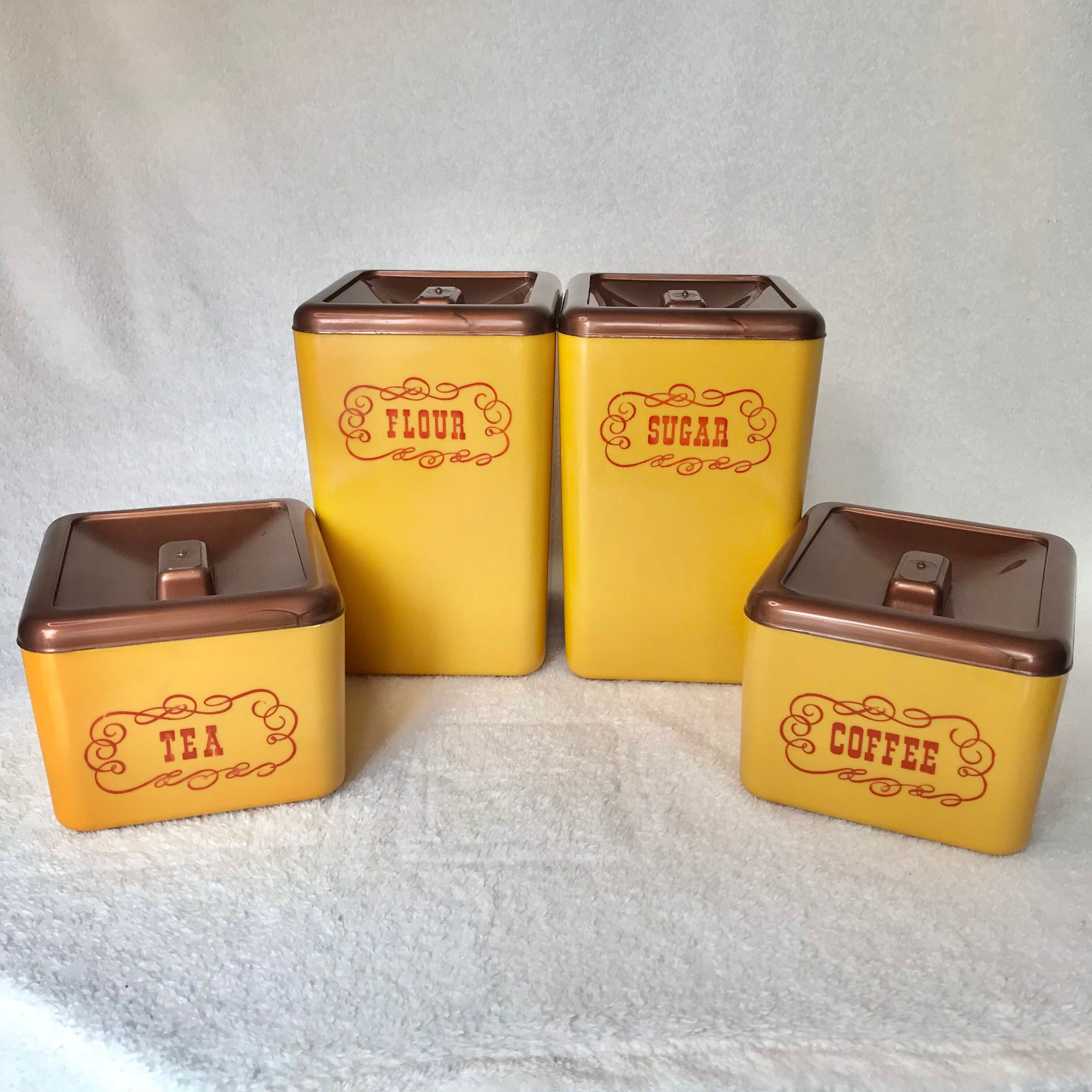 Vintage Yellow Kitchen Canister Set 1970s Beacon Plastics Etsy