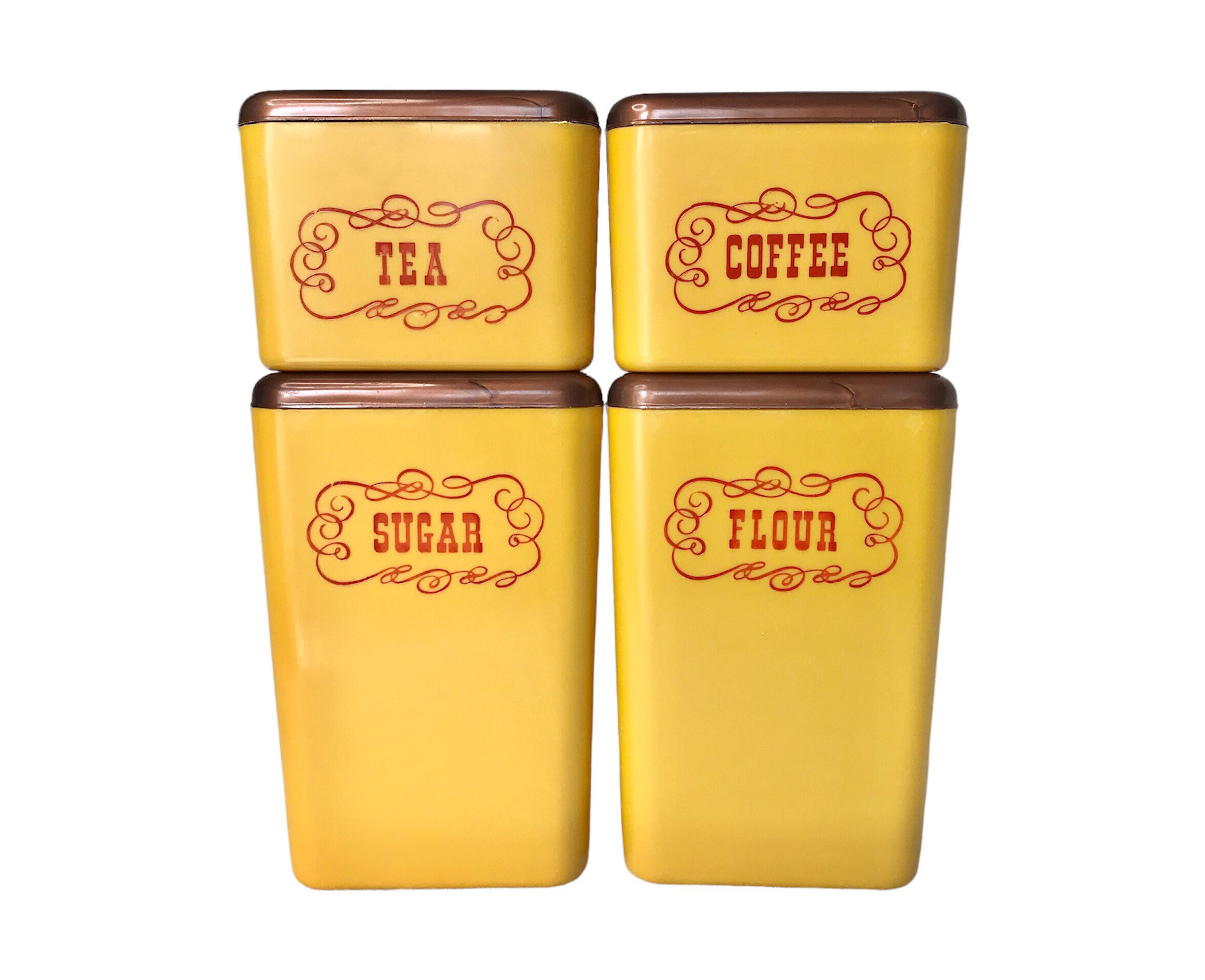 Vintage Yellow Kitchen Canister Set 1970s Beacon Plastics Etsy
