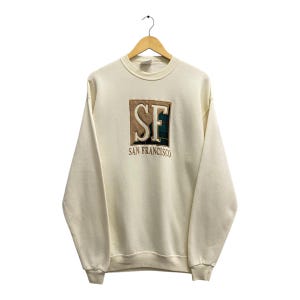 vintage des années 90 San Francisco Bridge sweat San Francisco City ras du cou San Francisco pull pull logo brodé crème LARGE