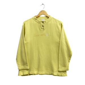 Vintage United Colors Of Benetton Sweatshirt Benetton Crewneck United Colors Of Benetton Sweater Pullover Embroidered Logo Yellow Medium