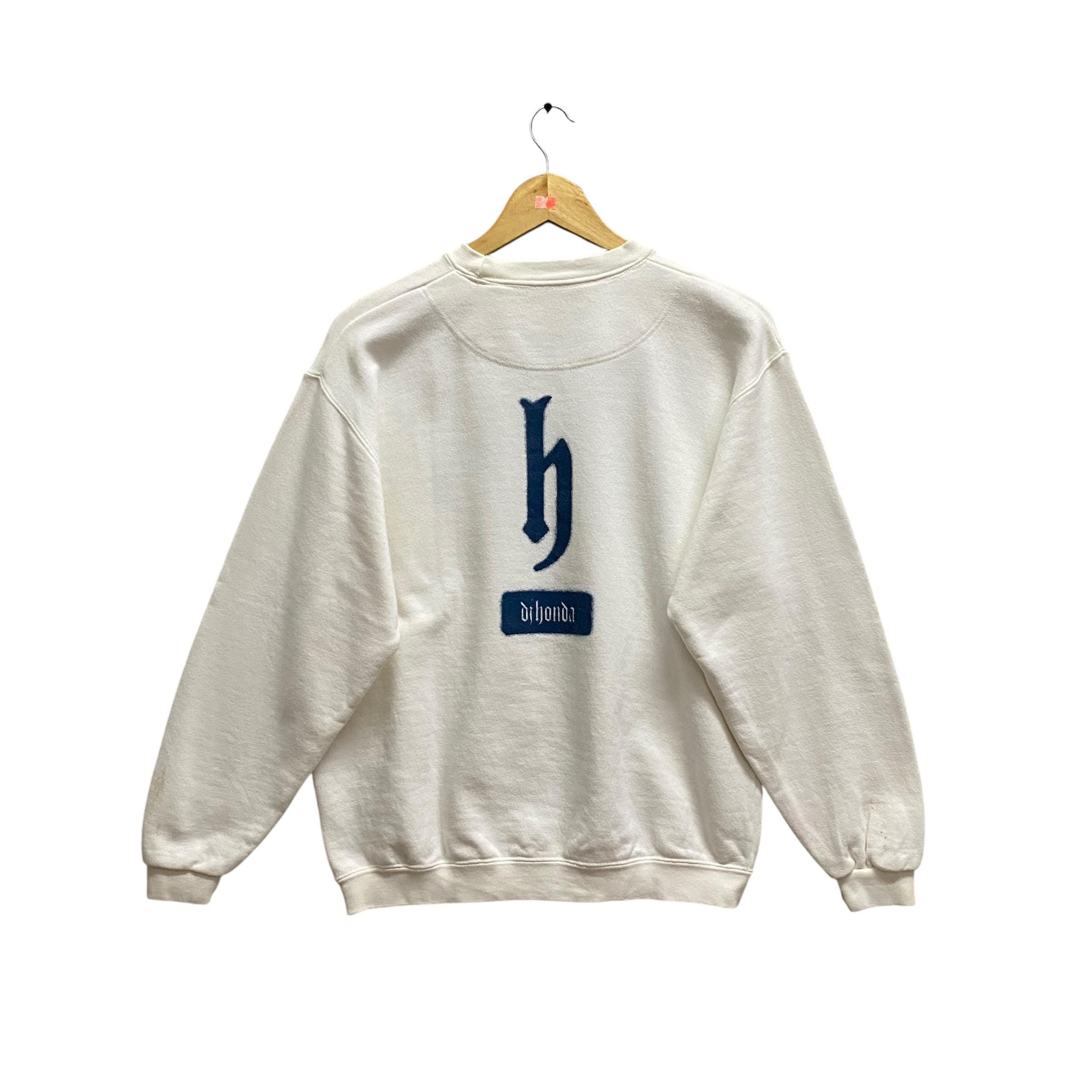 Vintage 00s Dj Honda Sweatshirt Dj Honda Crewneck Dj Honda Sweater Pullover Print Logo White Medium