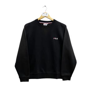 Vintage Fila Biela Italia Sweatshirt Fila Sport Crewneck Fila Sweater Pullover Embroidered Logo Black Medium