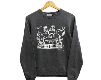 Vintage 00s Peanuts Sweatshirt Snoopy Peanuts Crewneck Peanuts Snoopy Sweater Pullover Cartoon Charlie Brown Print Logo Dark Grey Small