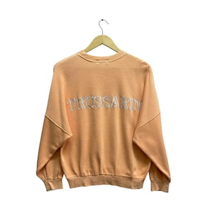 Vintage 90&#39;s Trussardi Sport Baggy Sweatshirt Trussardi Sport Crewneck Trussardi Sport Sweater Pullover Jumper Embroidered Logo Orange LARGE