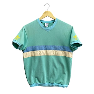Vintage Adidas Trefoil Women Sweatshirt Adidas Three Stripes Crewneck Adidas Trefoil Sweater Pullover Jumper Print Logo Green Women Medium