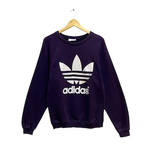Vintage 90 s ADIDAS Trefoil Sweatshirt Adidas Trefoil Jumper Adidas Pullover Vintage Adidas Crewneck Adidas Sweater Purple Size Medium Etsy
