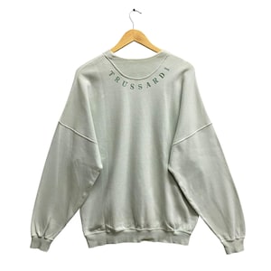 Vintage Trussardi Paris Sweatshirt Trussardi Paris Crewneck Trussardi Paris Sweater Pullover Jumper Embroidered Logo Green XLarge