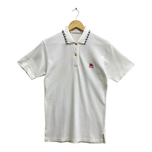Vintage Y2K Burberrys Polo Shirt Burberry Crewneck Burberry Sweater Pullover Embroidered Logo White MEDIUM