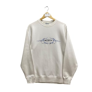 Vintage 00s Cru Design Women Sweatshirt Cru Design Crewneck Cru Design Sweater Cru Design Logo Print White Women Xlarge