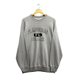 Vintage Ft.Lauderdale Beach Sweatshirt Ft.Lauderdale Beach Sweater Pullover Jumper Ft.Lauderdale Beach Crewneck Grey  XLarge