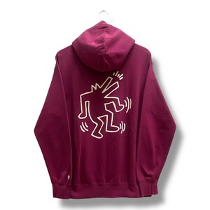 Pull Uniqlo Homme Keith Haring Bleu Taille S - Occasion Très Bon état, Motif Graphique