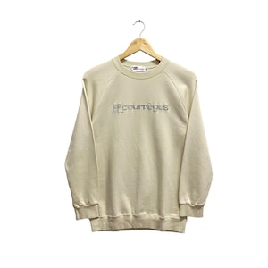 Vintage Courreges-sweater uit de jaren 90 Courreges ronde hals Courreges trui trui print logo bruin medium