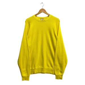 Vintage 90s Stussy SS Sweatshirt Stussy Crewneck Stussy Sweater Pullover Jumper Embroidered Logo Yellow Size Large