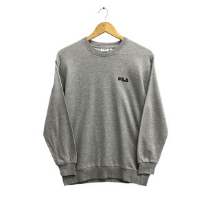 Vintage 00s Fila Biella Italia Women Sweatshirt Fila Sports Crewneck Fila Biella Italia Sweater Pullover Jumper Print Logo Grey Youth 160