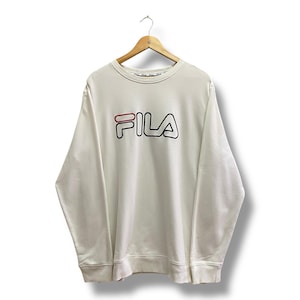 Vintage Y2K Fila Biella Italia Women Sweatshirt Fila Sports Crewneck Fila Biella Italia Sweater Pullover Jumper Print Logo White 2XLARGE