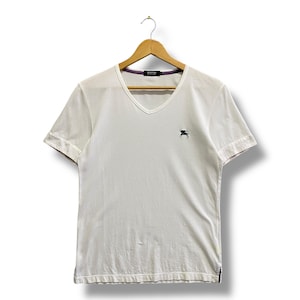 Vintage Y2K Burberrys Women Tshirt Vneck Burberry Crewneck Burberry Sweater Pullover Embroidered Logo Streetwear Burberry White MEDIUM