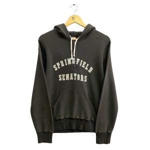 Vintage anos 90 The Flat Head Spring Field Senators Moletom com capuz The Flat Head Crewneck The Flat Head Sweater Pullover Jumper Estampa Logotipo Cinza MÉDIO
