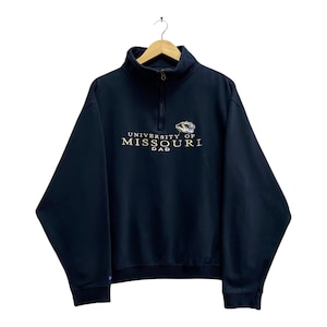 Vintage Y2K Missouri University Sweatshirt Missouri University Crewneck Missouri Sweater Pullover Jumper Embroidered Logo Black LARGE