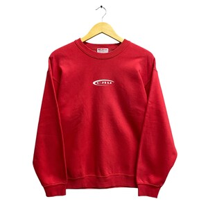 Vintage 90s Cru Design Sweatshirt Cru Design Crewneck Cru Design Sweater Pullover Jumper Spell Out Print Logo Red Medium