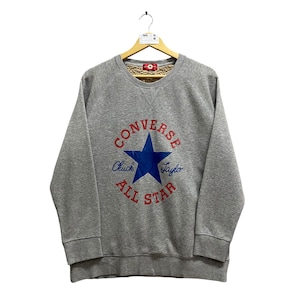 Vintage Converse All Star Fleece Sweatshirt Converse All Star Crewneck Converse All Star Sweater Pullover Jumper Print Logo Soft Grey Large