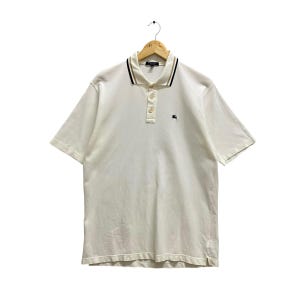 Vintage Burberrys Polo Shirt Burberry Crewneck Burberry Sweater Pullover Embroidered Logo White Medium