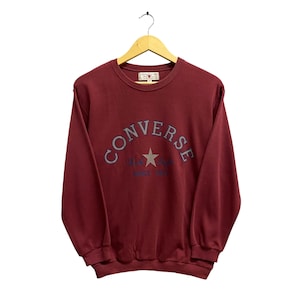 Vintage Converse All Star Sweatshirt Converse Chuck Taylor Crewneck Converse Sweater Pullover Jumper Maroon Size 160