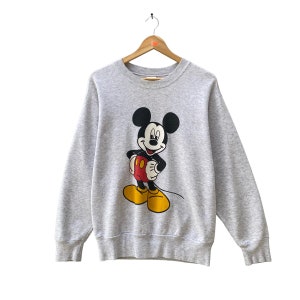 Vintage 90s Cartoon Network Disney Mickey Mouse Biglogo Print Crewneck Sweatshirt Pullover Jumper Streetwear Grey Vintage Sweatshirt Size M