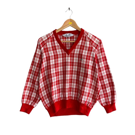 Vintage Arnold Palmer Checkered Vneck Sweatshirt … - image 1