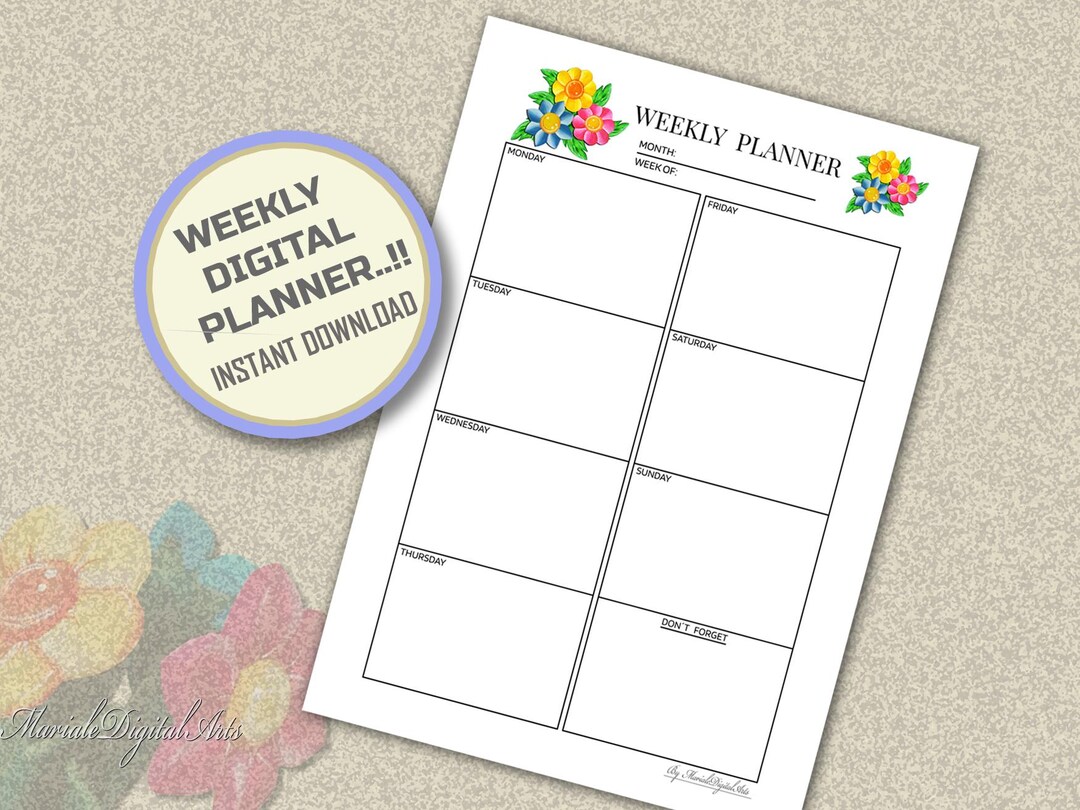 Weekly Planner Printable / Weekly Planner PDF / Weekly Organizer ...