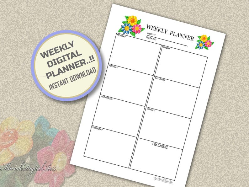 Weekly Planner Printable / Weekly Planner PDF / Weekly Organizer ...