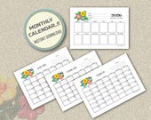 Printable 2026 Monthly Calendar / Monthly Calendar PDF / Monthly Flower Calendar / Flower Calendar 2026 /  Digital PDF Monthly Calendar.
