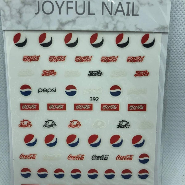 Pepsi self adhesive Stickers | Cartoon Nail Art | Self-Adhesive Nail Decals | Transfer Nail Foil | Nail DIY | Manicure Tool |