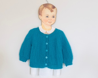 Faux Turquoise Mohair Cardigan
